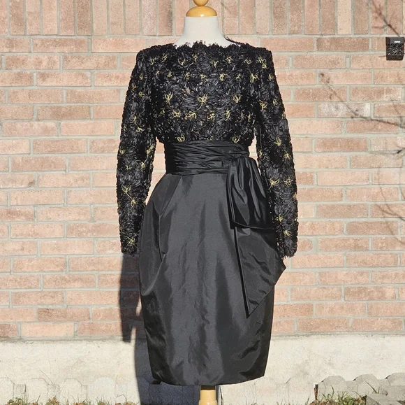 Victor Costa | Dresses | Vtg Victor Costa Black Cocktail Dress | Poshmark